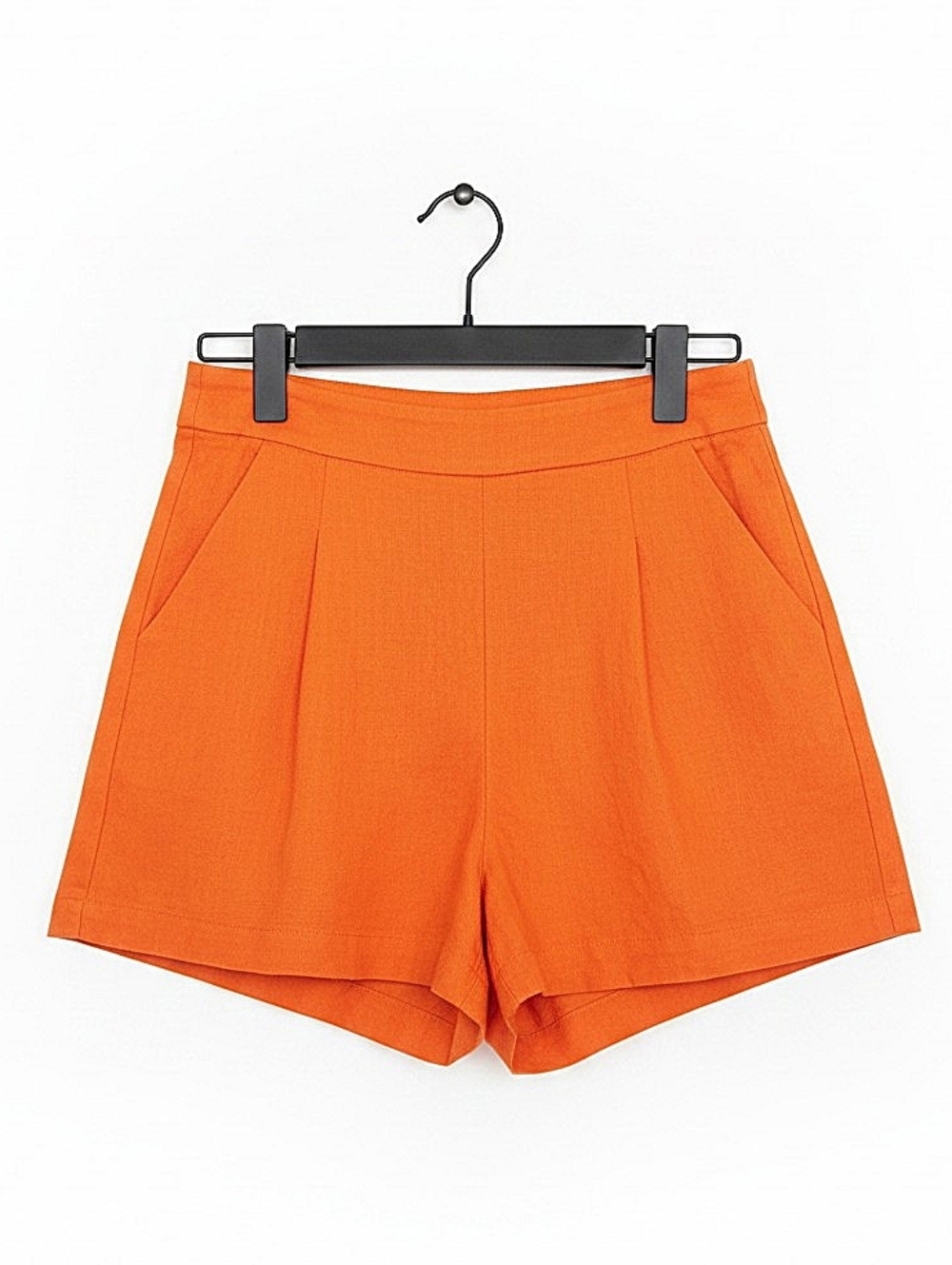 NWT! Olivaceous Women's High-Waist Linen Blend Orange Pleated Shorts